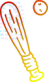 warm gradient line drawing cartoon bat and ball vector