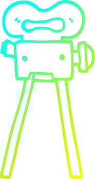 cold gradient line drawing cartoon film camera vector