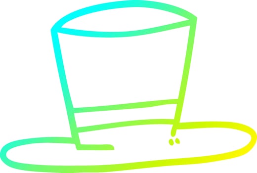 cold gradient line drawing cartoon top hat vector