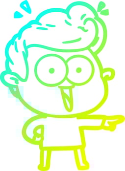 cold gradient line drawing cartoon excited man vector