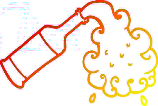 warm gradient line drawing cartoon beer pouring vector