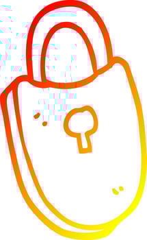 warm gradient line drawing cartoon locked padlock vector