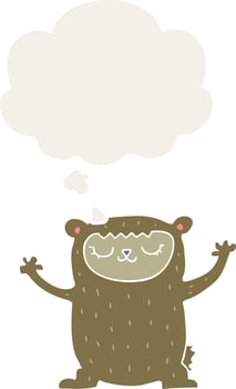 cute cartoon bear and thought bubble in retro style vector