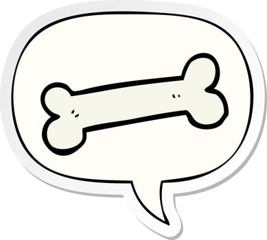 cartoon bone and speech bubble sticker vector