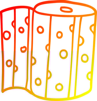warm gradient line drawing cartoon kitchen roll vector