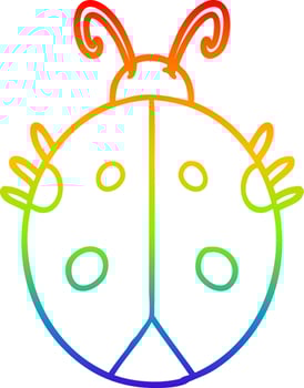 rainbow gradient line drawing cartoon ladybug vector