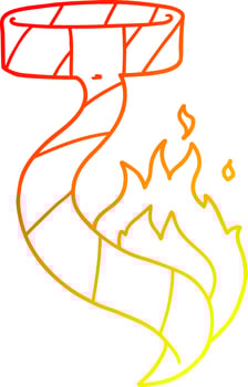 warm gradient line drawing cartoon burning tie vector