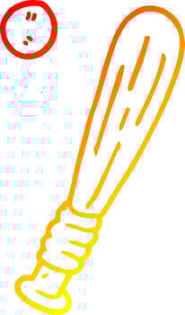 warm gradient line drawing cartoon baseball bat vector