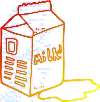 warm gradient line drawing cartoon milk carton vector