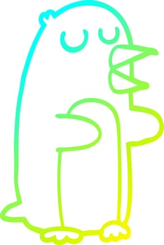 cold gradient line drawing cartoon penguin vector
