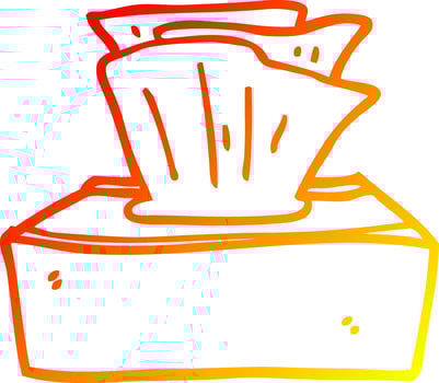 warm gradient line drawing cartoon box of tissues vector