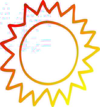 warm gradient line drawing cartoon sun vector