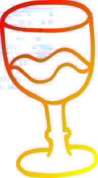 warm gradient line drawing cartoon glass of red wine vector