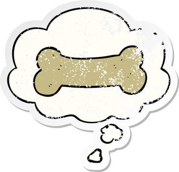 cartoon illustration drawing and thought bubble as a distressed worn sticker vector