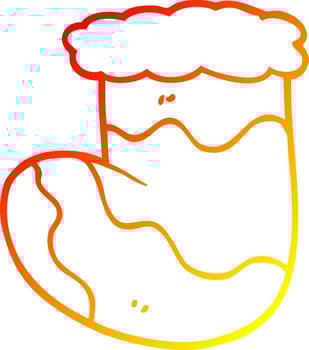 warm gradient line drawing cartoon christmas stocking vector