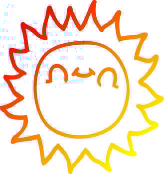 warm gradient line drawing cartoon happy sunshine vector