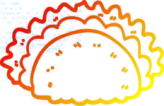 warm gradient line drawing cartoon healthy taco vector