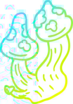 cold gradient line drawing cartoon deadly mushrooms vector