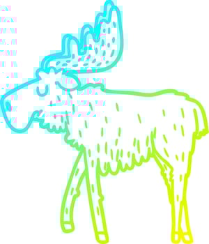 cold gradient line drawing cartoon moose vector