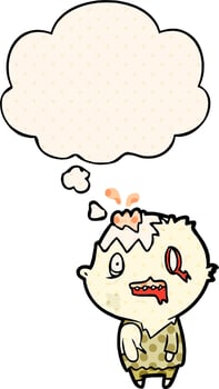 cartoon zombie and thought bubble in comic book style vector