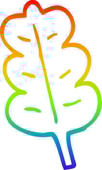 rainbow gradient line drawing cartoon oak leaf vector