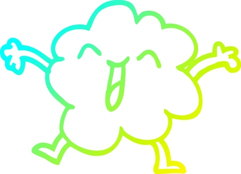 cold gradient line drawing cartoon happy grey cloud vector