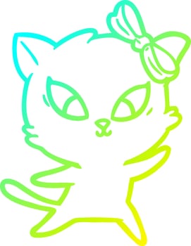 cold gradient line drawing cartoon cat vector