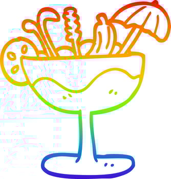 rainbow gradient line drawing cartoon cocktail vector