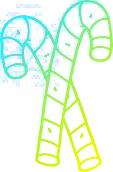 cold gradient line drawing cartoon candy canes vector