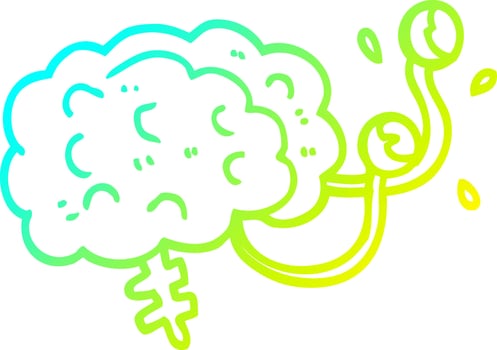 cold gradient line drawing cartoon monster brain vector