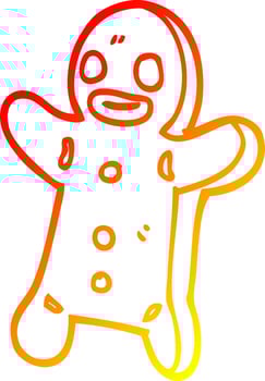 warm gradient line drawing cartoon gingerbread man vector