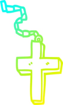 cold gradient line drawing cartoon metal cross vector