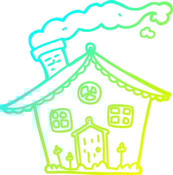 cold gradient line drawing cartoon house vector
