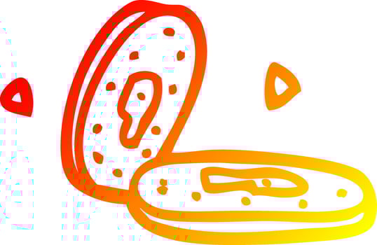 warm gradient line drawing cartoon gold coins vector