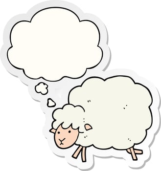 cartoon sheep and thought bubble as a printed sticker vector