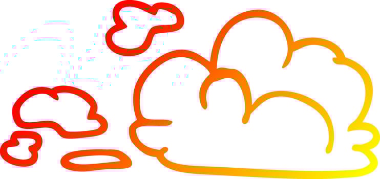 warm gradient line drawing cartoon fluffy white clouds vector