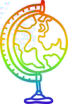 rainbow gradient line drawing cartoon globe vector