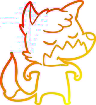 warm gradient line drawing friendly cartoon fox vector