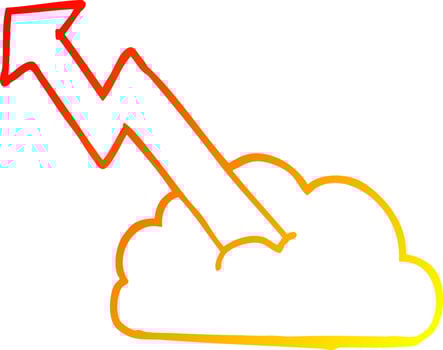 warm gradient line drawing cartoon rising arrow vector