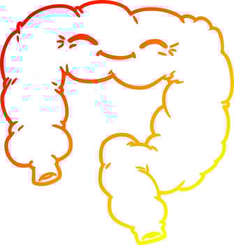 warm gradient line drawing cartoon happy colon vector