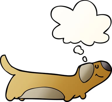 cartoon dog and thought bubble in smooth gradient style vector