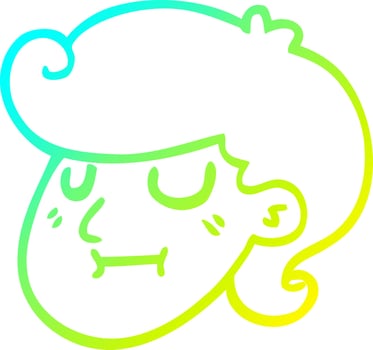 cold gradient line drawing cartoon girls face vector