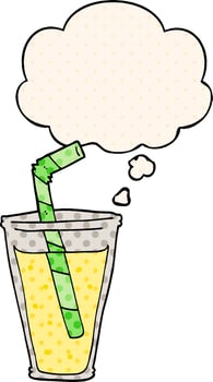 cartoon fizzy drink and thought bubble in comic book style vector