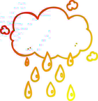 warm gradient line drawing cartoon cloud raining vector