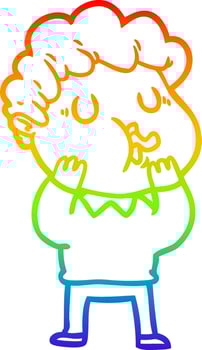 rainbow gradient line drawing cartoon man singing vector