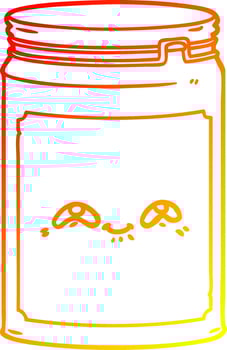 warm gradient line drawing cartoon glass jar vector