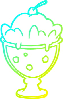 cold gradient line drawing tasty dessert vector