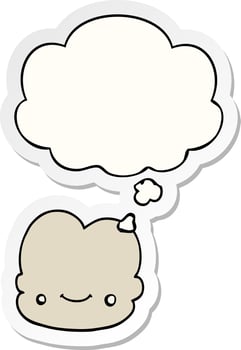 cartoon cloud and thought bubble as a printed sticker vector