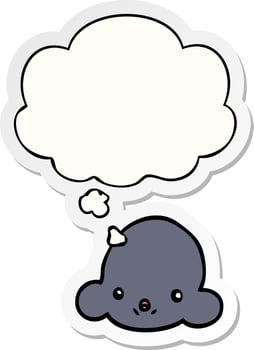 cartoon cloud and thought bubble as a printed sticker vector