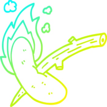 cold gradient line drawing cartoon hot dog vector